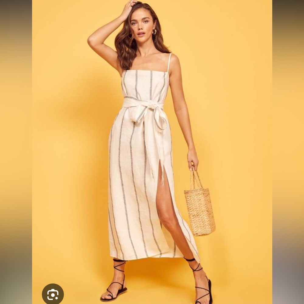 Elegant Cream Striped Dress